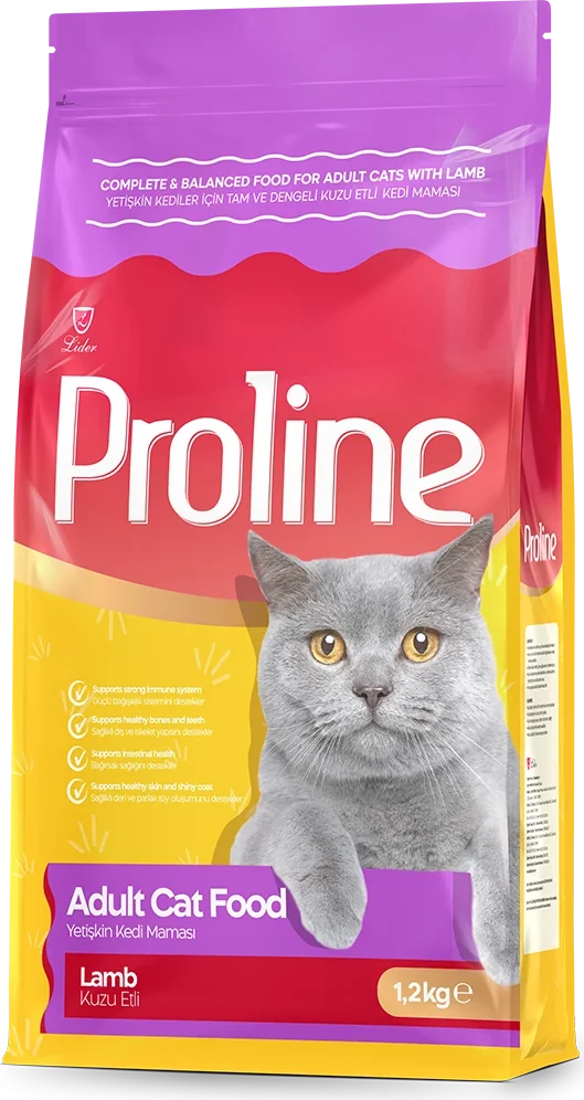 Kuzu Etli Yetişkin Kedi Maması ambalajı, arka