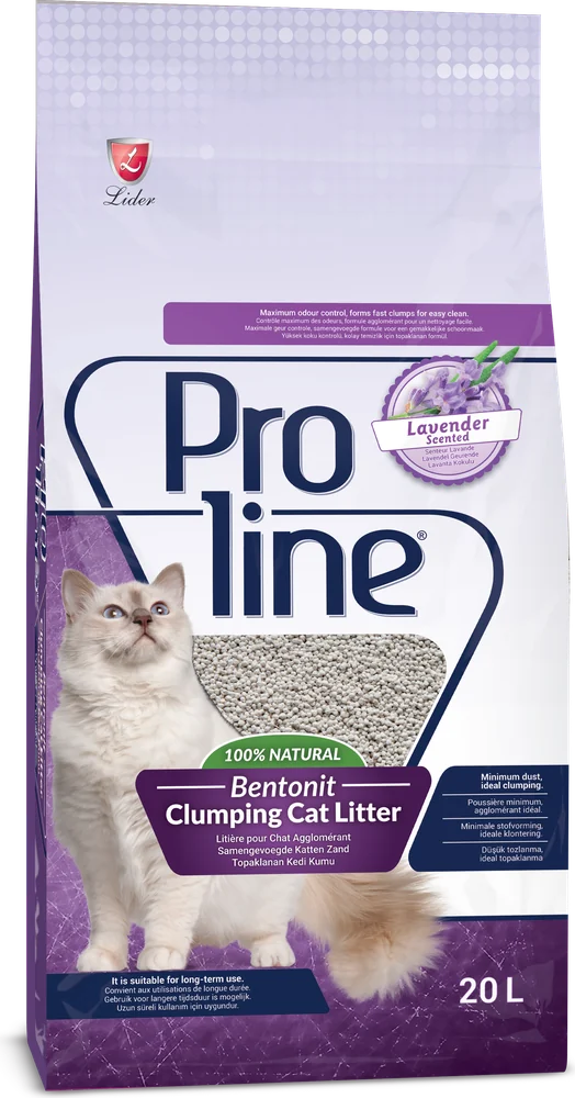 Lavanta Kokulu Topaklanan Kedi Kumu 20 L ambalajı, ön