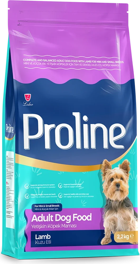 Mini ve Küçük Irk Kuzu Etli Pirinçli Köpek Maması ambalajı, ön