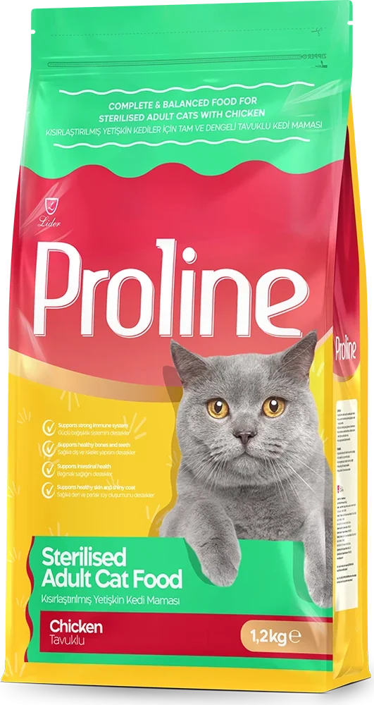 Tavuklu Kısırlaştırılmış Yetişkin Kedi Maması ambalajı, arka