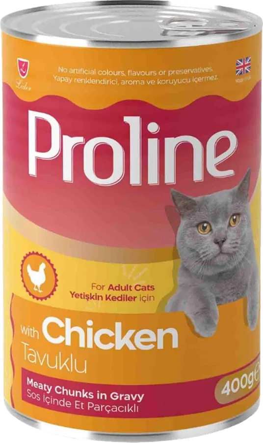 Tavuklu Sos İçinde Et Parçacıklı Kedi Konservesi ambalajı, ön